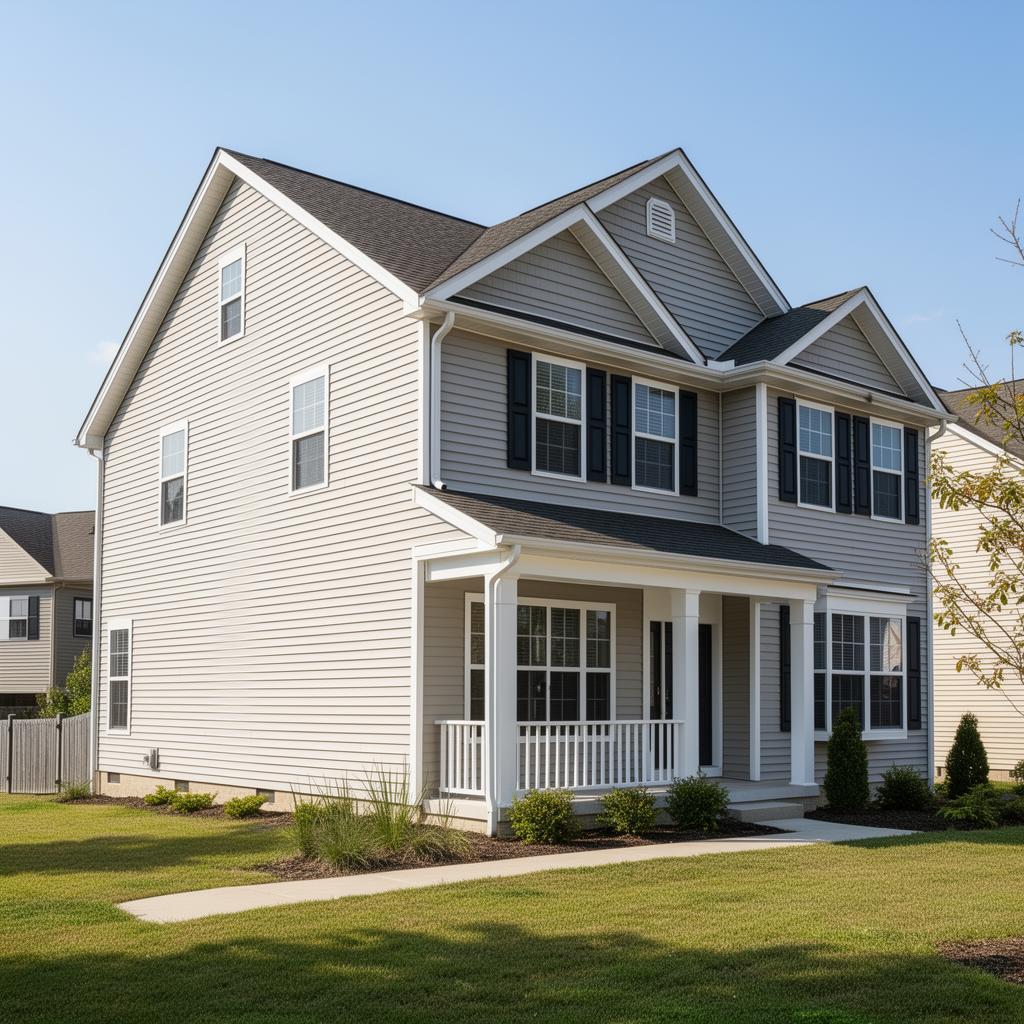 Finished vinyl siding and trim on a renovated exterior